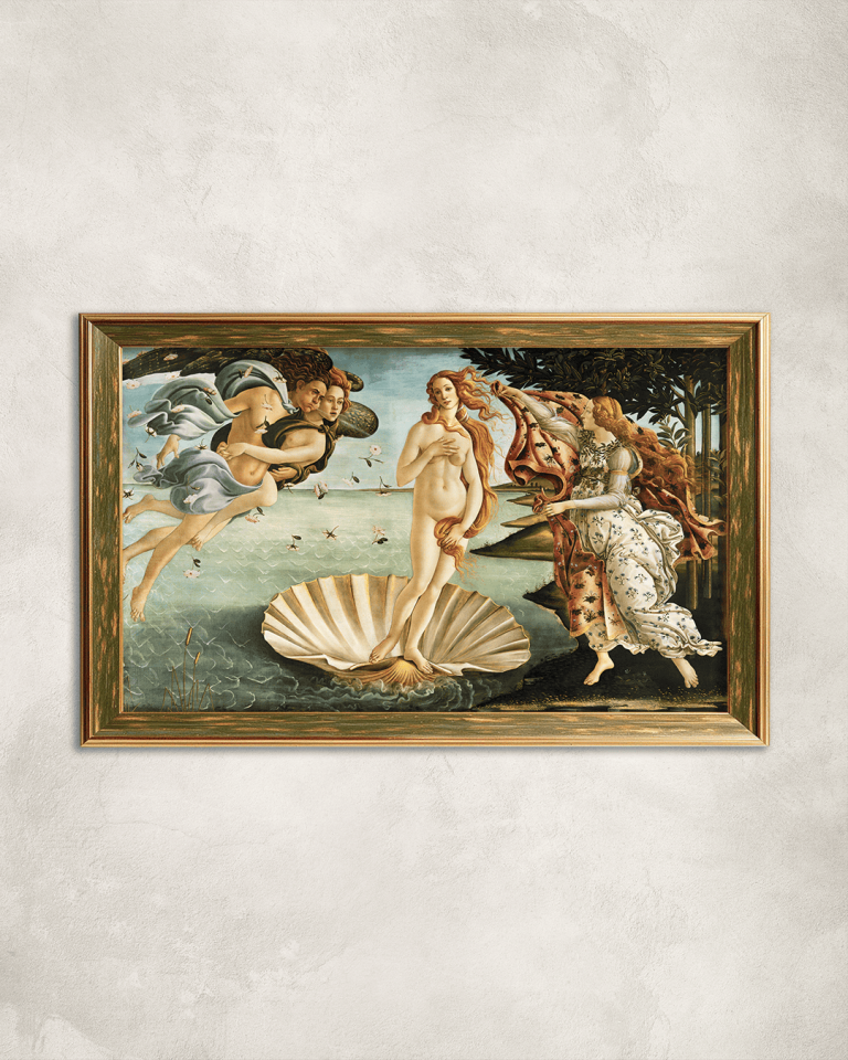 Botticelli Venüs'ün Doğuşu Premium Çerçeveli Tek Parça Tablo 65X110 cm PRM