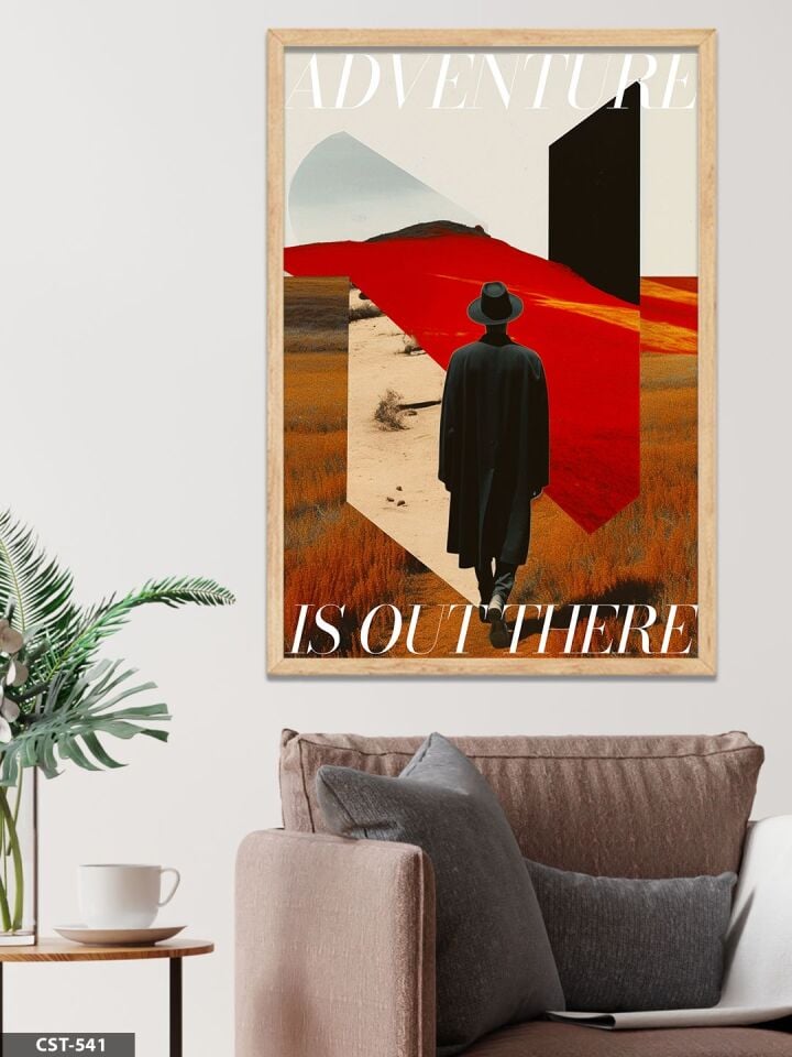 Adventure İs Out There Tek Parça Ahşap Çerçeveli Tablo Naturel - 20 x 30 CM