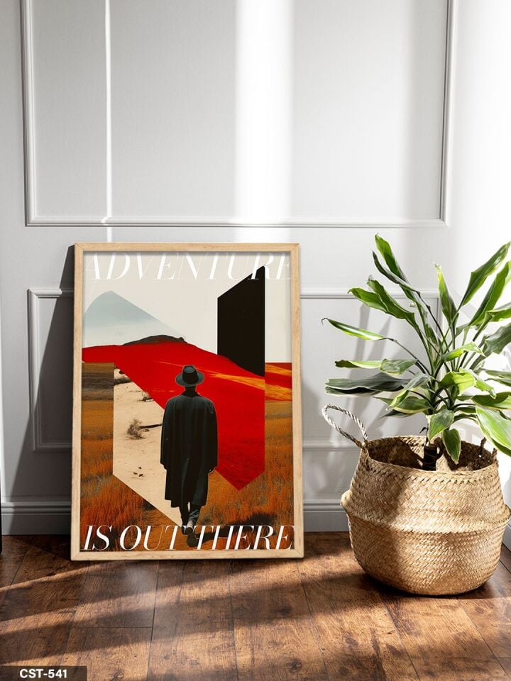 Adventure İs Out There Tek Parça Ahşap Çerçeveli Tablo Naturel - 20 x 30 CM