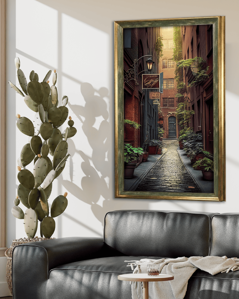 Sokak Arası Premium Çerçeveli Tek Parça Tablo 65X110 cm PRM