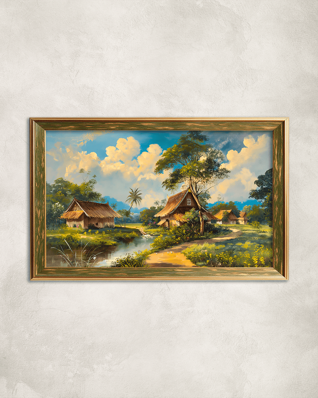 Yeşillikler İçinde Yaşam Premium Çerçeveli Tek Parça Tablo 65X110 cm PRM