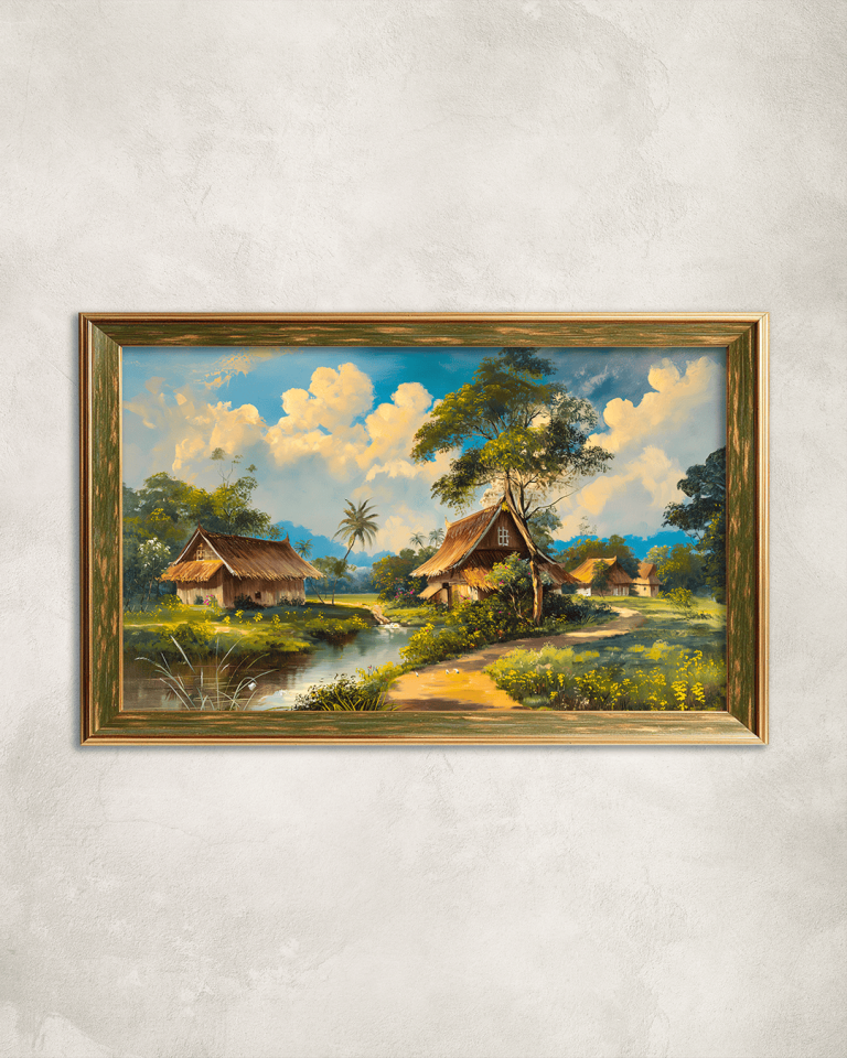 Yeşillikler İçinde Yaşam Premium Çerçeveli Tek Parça Tablo 65X110 cm PRM