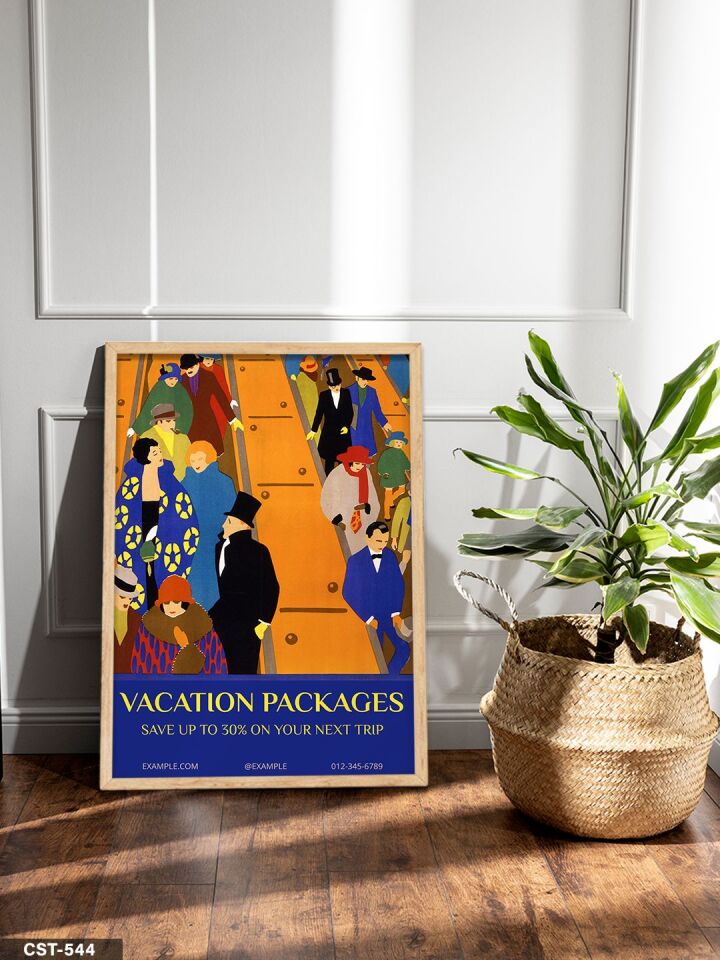 Vacation Packages Afişi Tek Parça Ahşap Çerçeveli Tablo Naturel - 20 x 30 CM