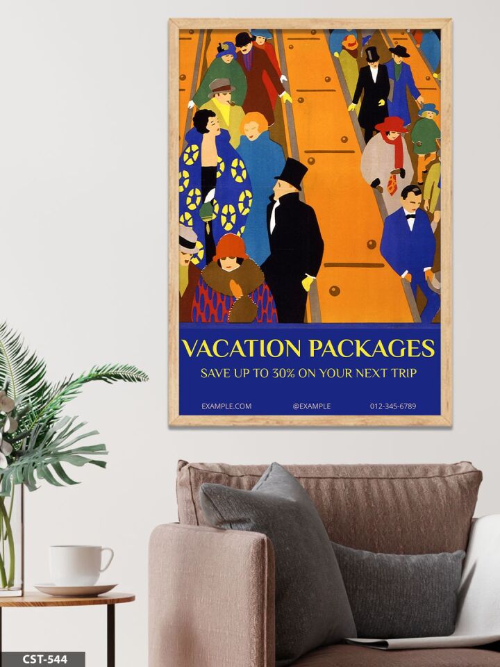 Vacation Packages Afişi Tek Parça Ahşap Çerçeveli Tablo Naturel - 20 x 30 CM