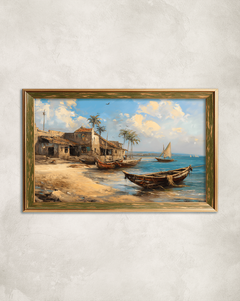 Deniz Kenarı Manzara Premium Çerçeveli Tek Parça Tablo 65X110 cm PRM