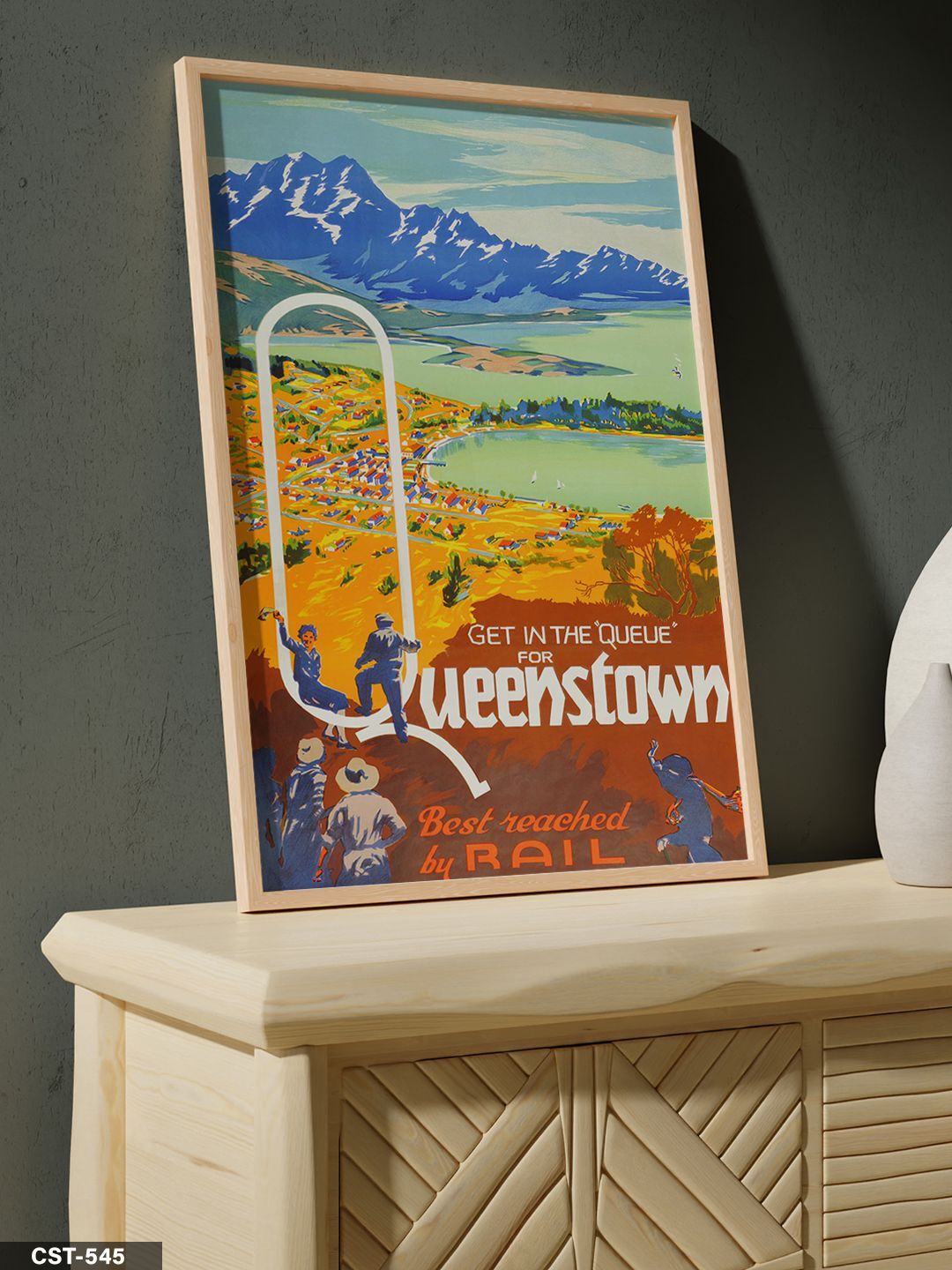 Queenstown'a Giden Yol Tek Parça Ahşap Çerçeveli Tablo Naturel - 20 x 30 CM