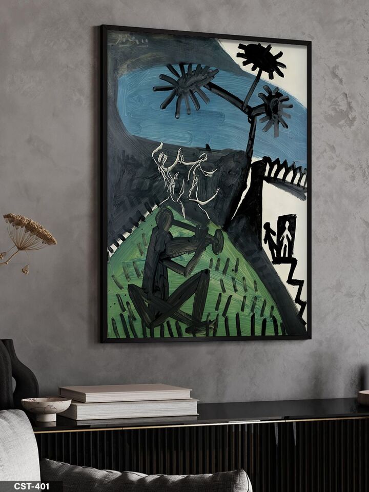 Pablo Picasso La Danse Tek Parça Ahşap Çerçeveli Tablo Siyah - 50 x 70 CM