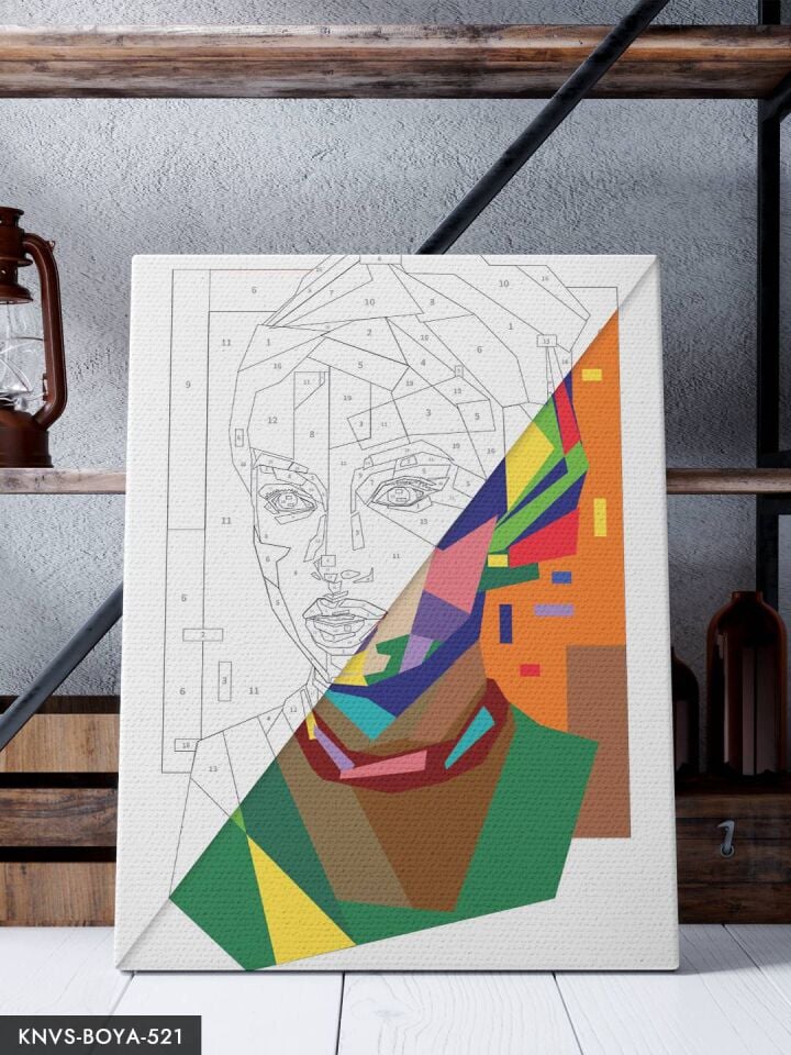 Renkli Kadın Portre 30x40 CM Sayılarla Boyama Seti