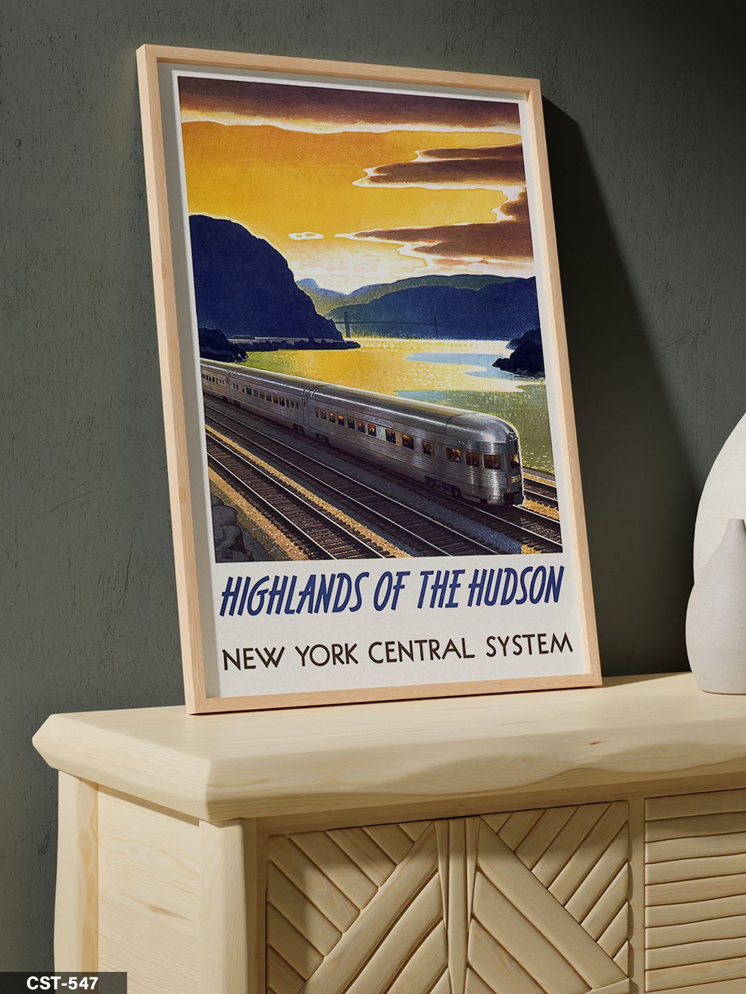 New York Central System Tek Parça Ahşap Çerçeveli Tablo Naturel - 20 x 30 CM