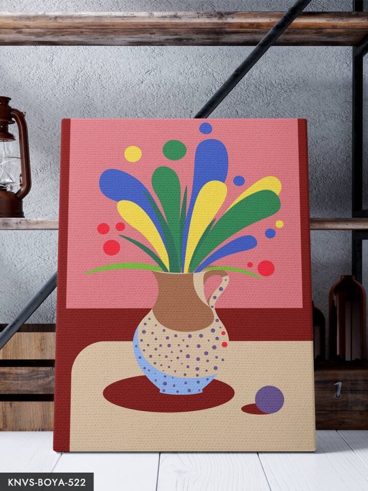 Soyut Vazoda Çiçek 30x40 CM Sayılarla Boyama Seti