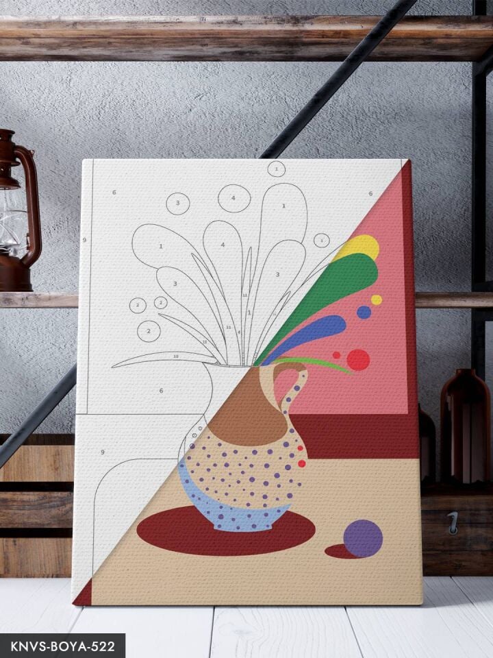 Soyut Vazoda Çiçek 30x40 CM Sayılarla Boyama Seti