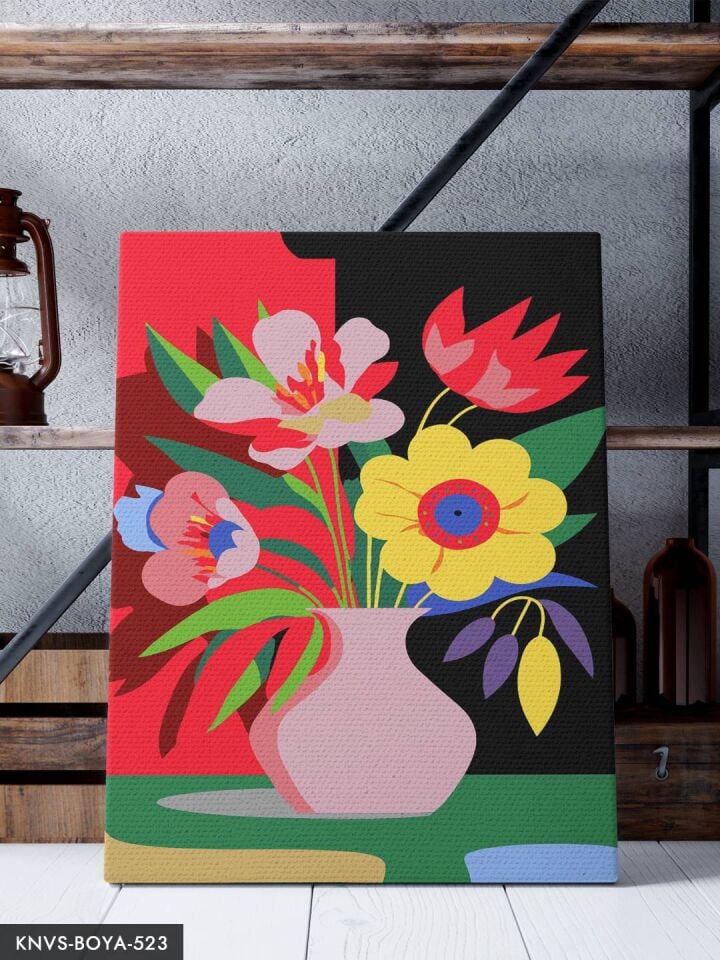 Renkli Çiçekler 30x40 CM Sayılarla Boyama Seti