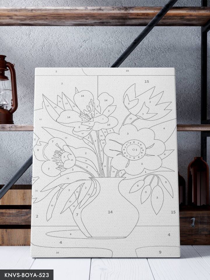 Renkli Çiçekler 30x40 CM Sayılarla Boyama Seti