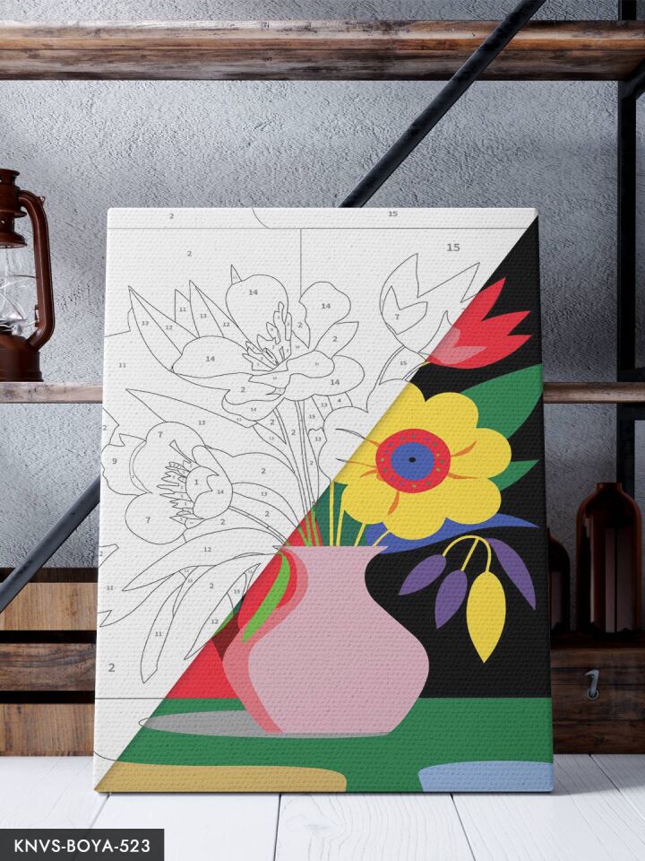 Renkli Çiçekler 30x40 CM Sayılarla Boyama Seti