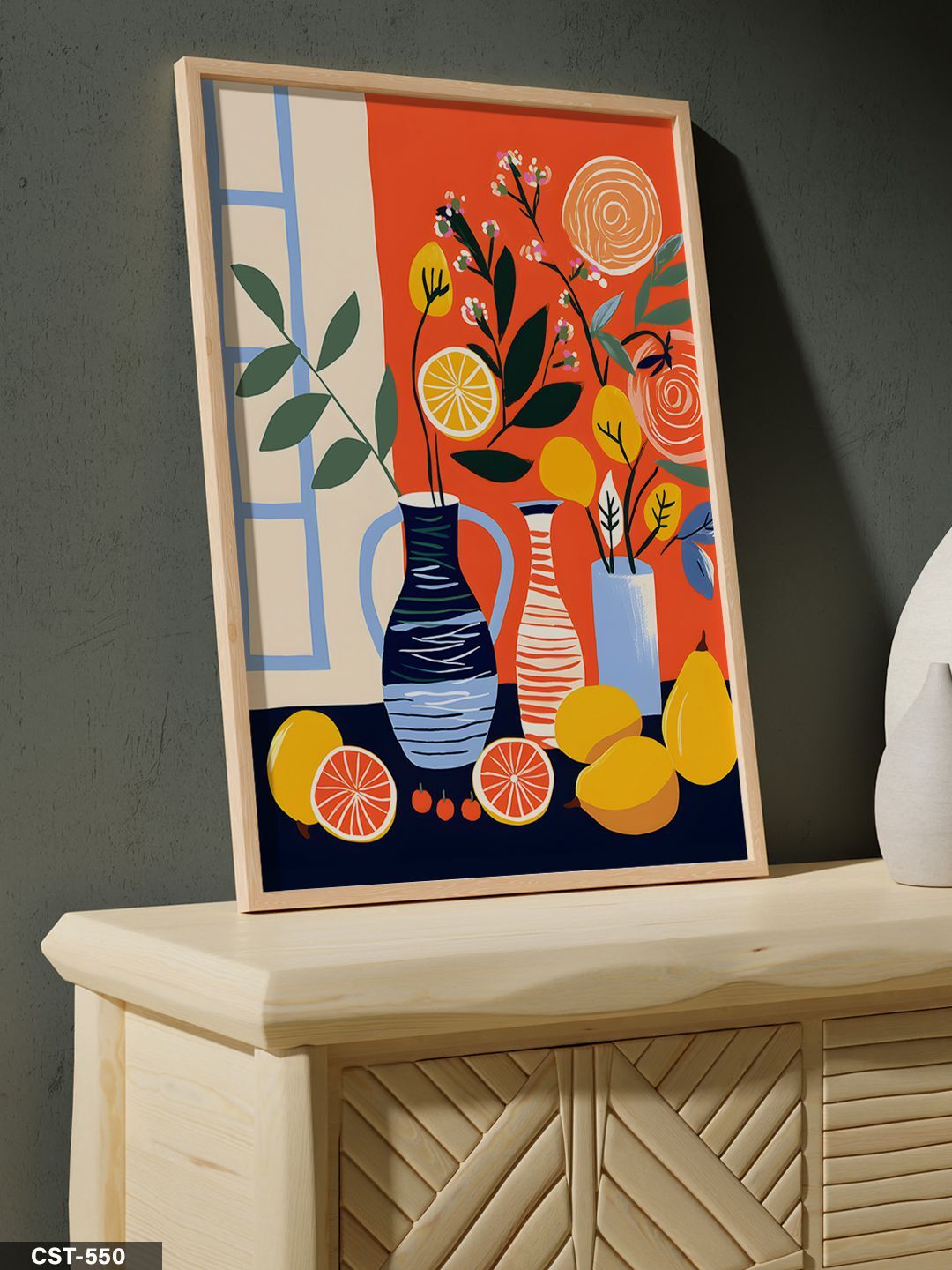 İllüstrasyon Natürmort Tek Parça Ahşap Çerçeveli Tablo Naturel - 20 x 30 CM