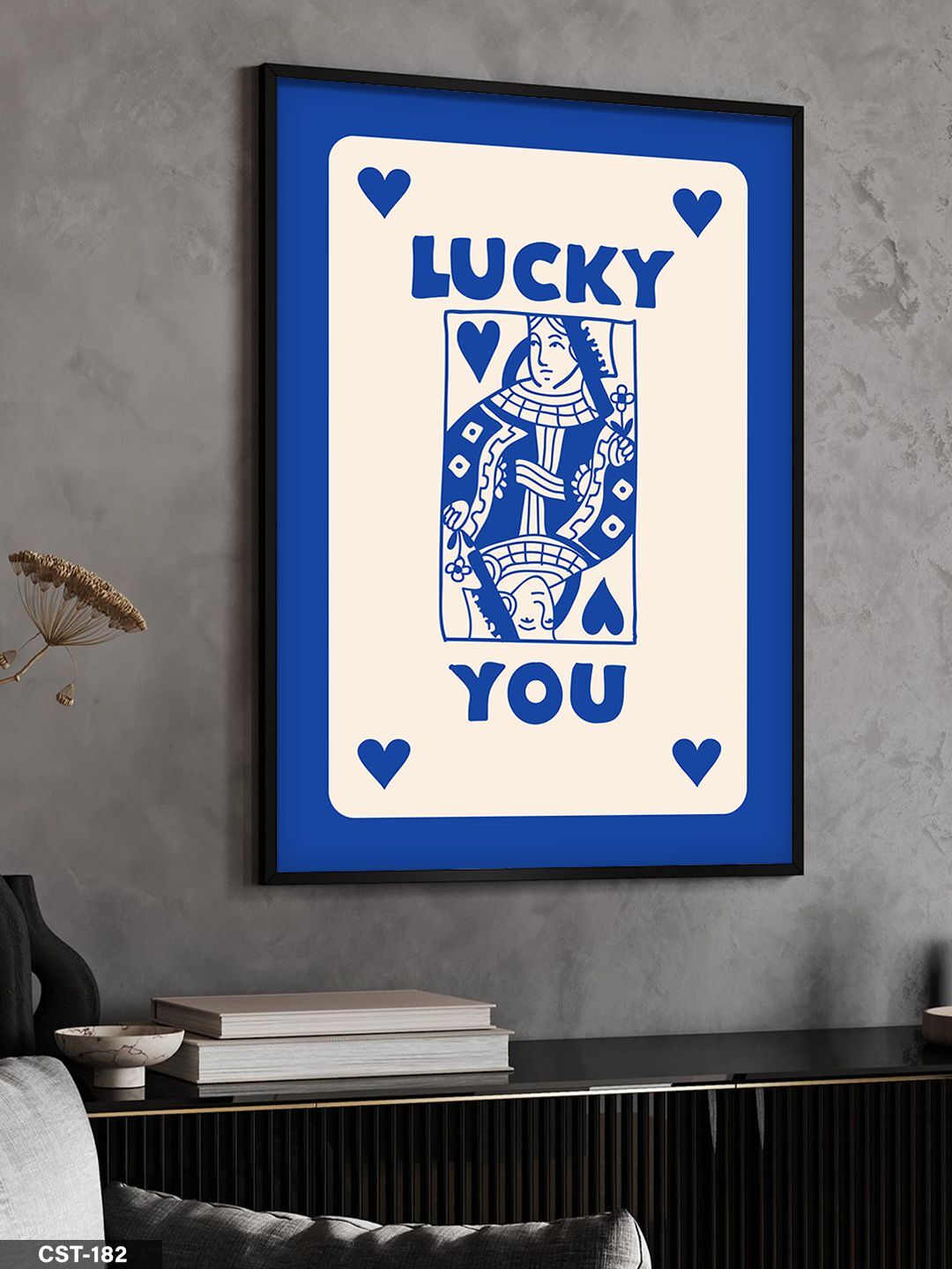 Şans Kartı - Lacivert Tek Parça Ahşap Çerçeveli Tablo Siyah - 20 x 30 CM