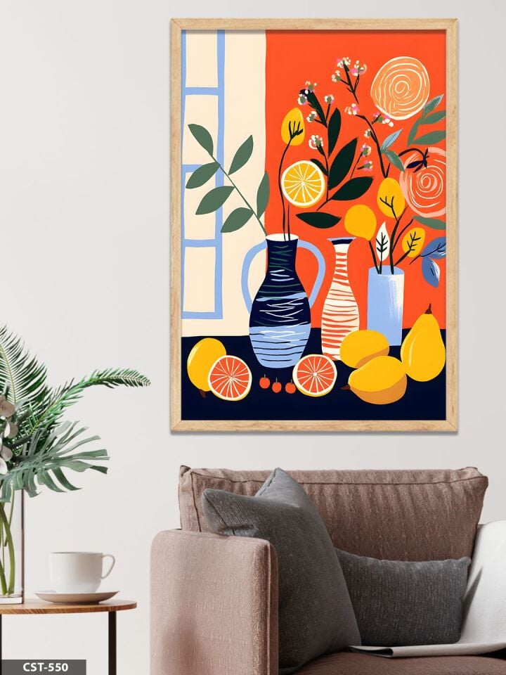 İllüstrasyon Natürmort Tek Parça Ahşap Çerçeveli Tablo Naturel - 20 x 30 CM