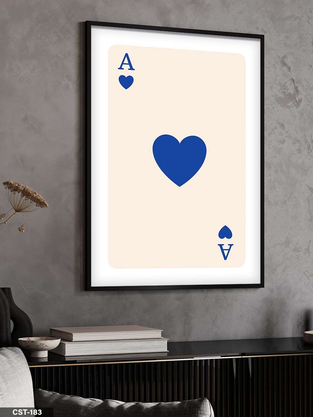 Şans Kartı - Lacivert Tek Parça Ahşap Çerçeveli Tablo Siyah - 20 x 30 CM