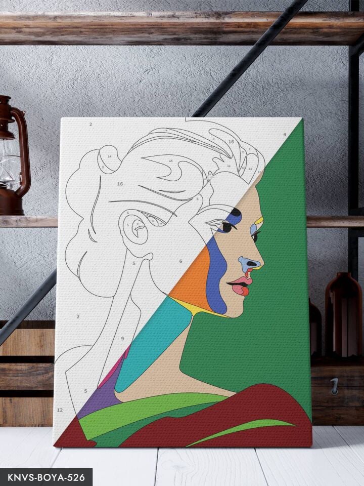Renkli Kadın Portre 30x40 CM Sayılarla Boyama Seti