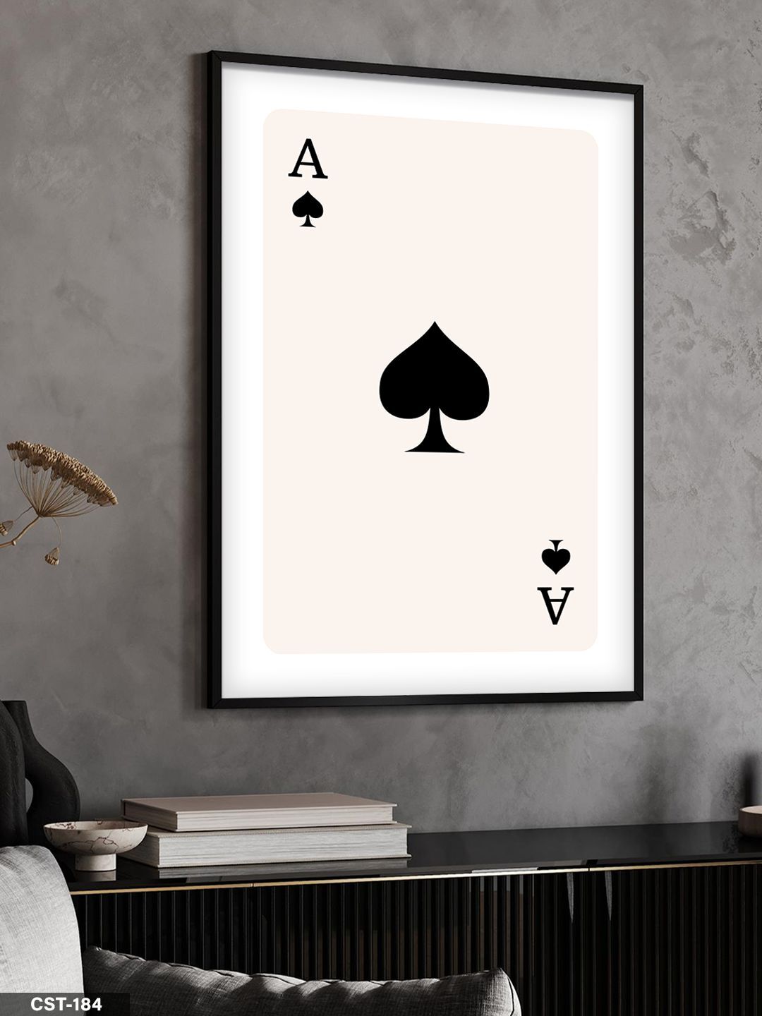 Siyah kupa ası Tek Parça Ahşap Çerçeveli Tablo Siyah - 20 x 30 CM