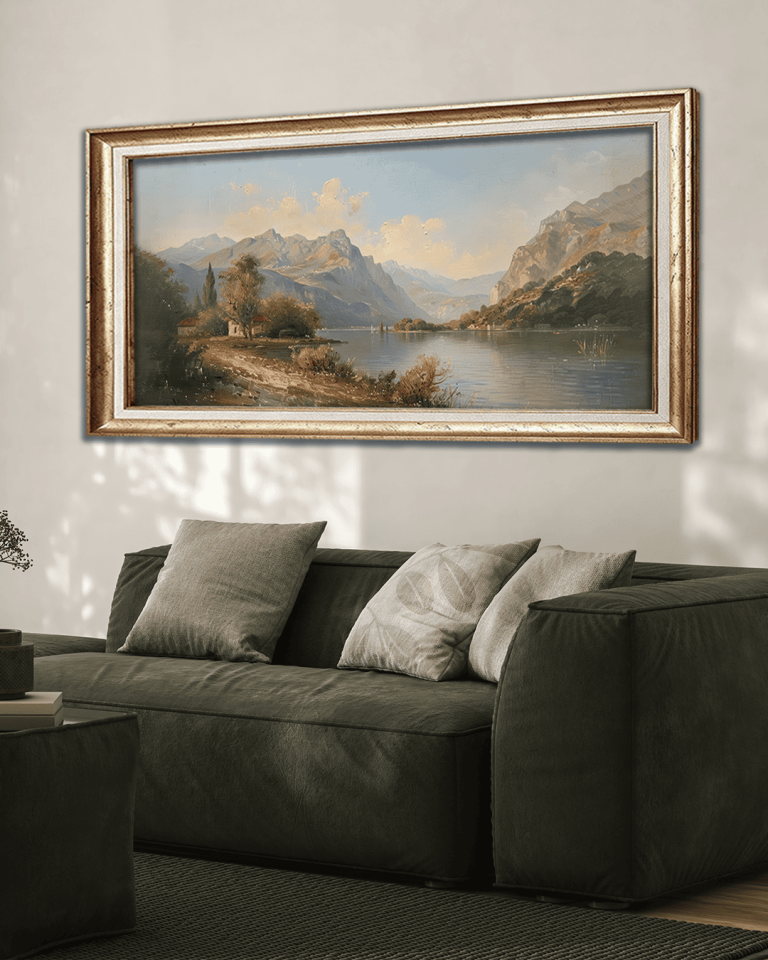 Doğa Manzarası Premium Çerçeveli Tek Parça Tablo 65X110 cm PRM Gümüş