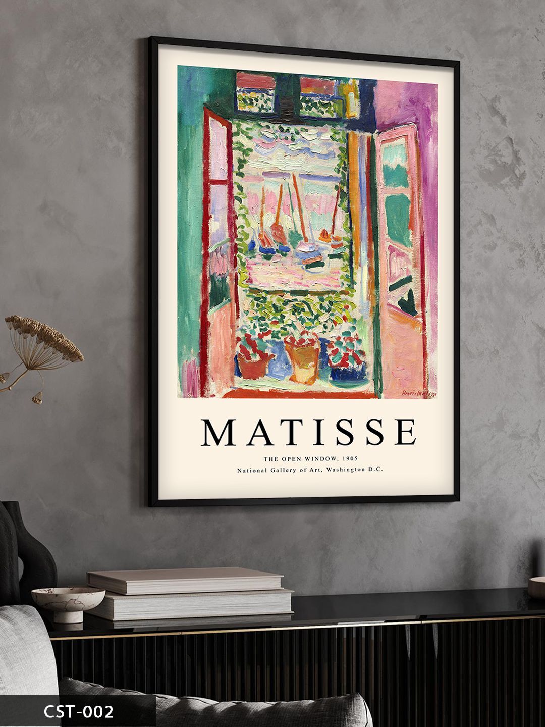 Matisse The Open Window Tek Parça Ahşap Çerçeveli Tablo Siyah - 40 x 60 CM