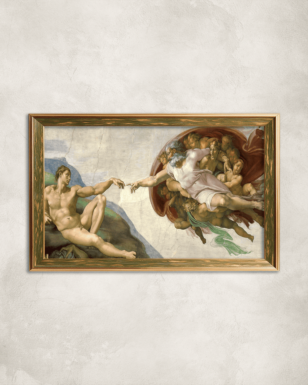 Michelangelo Adem'in Yaratılışı Premium Çerçeveli Tek Parça Tablo 65X110 cm PRM