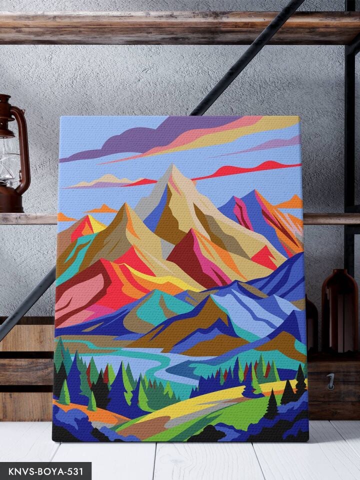 Renkli Dağ 30x40 CM Sayılarla Boyama Seti