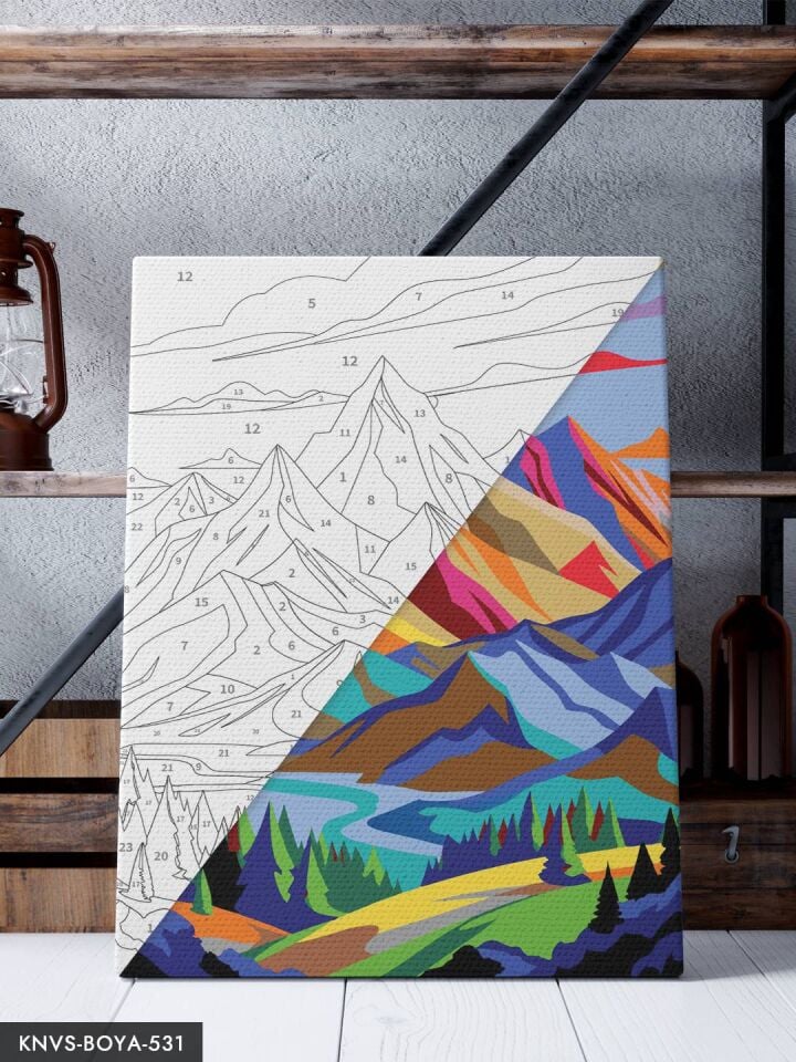 Renkli Dağ 30x40 CM Sayılarla Boyama Seti