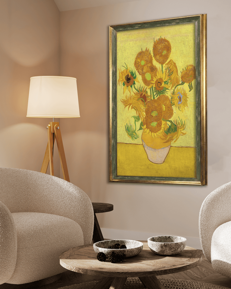Vincent Van Gogh Ayçiçekleri Premium Çerçeveli Tek Parça Tablo 65X110 cm PRM