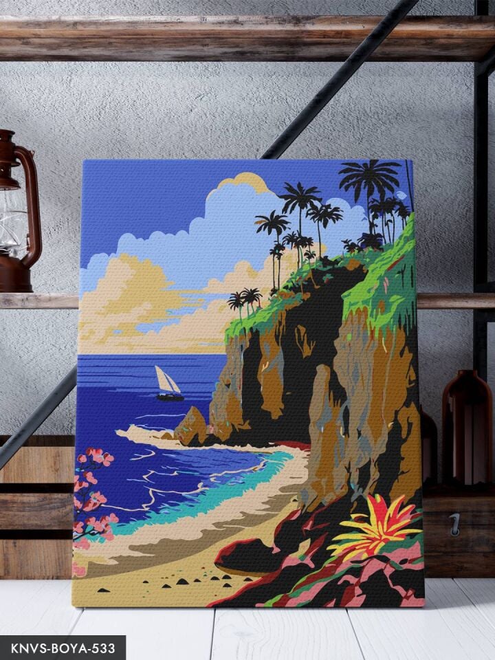 Renkli Kumsal 30x40 CM Sayılarla Boyama Seti