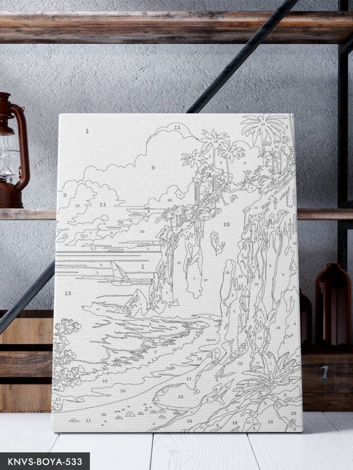 Renkli Kumsal 30x40 CM Sayılarla Boyama Seti