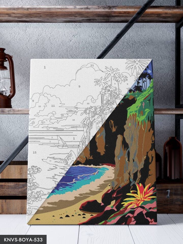 Renkli Kumsal 30x40 CM Sayılarla Boyama Seti