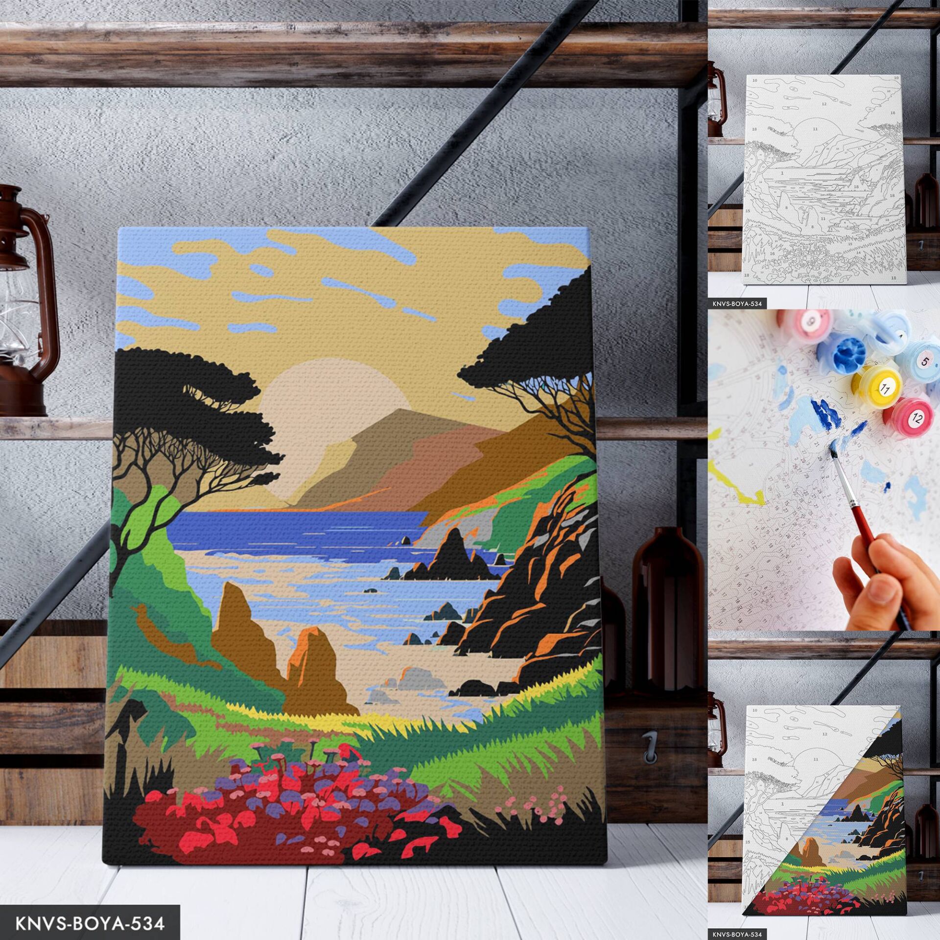 Deniz Manzarası 30x40 CM Sayılarla Boyama Seti