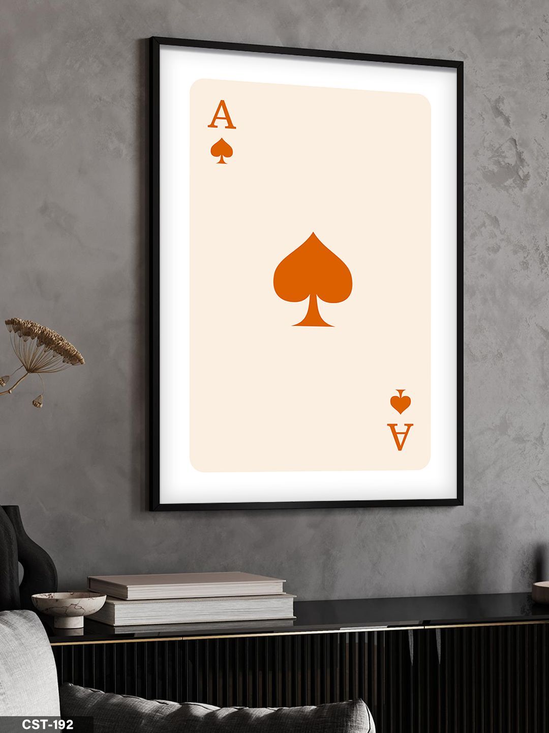 Beyaz kupa ası Tek Parça Ahşap Çerçeveli Tablo Siyah - 20 x 30 CM