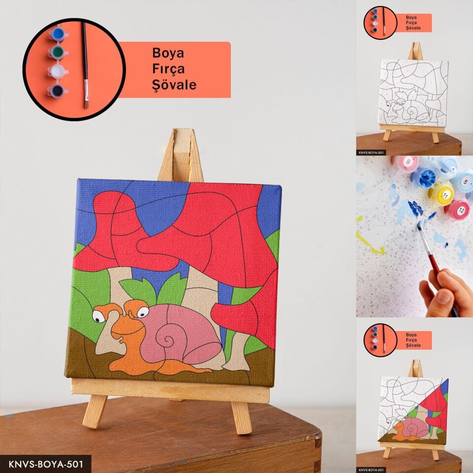 Sevimli Salyangoz 20x20 CM Çocuklara Özel Sayılarla Boyama Seti