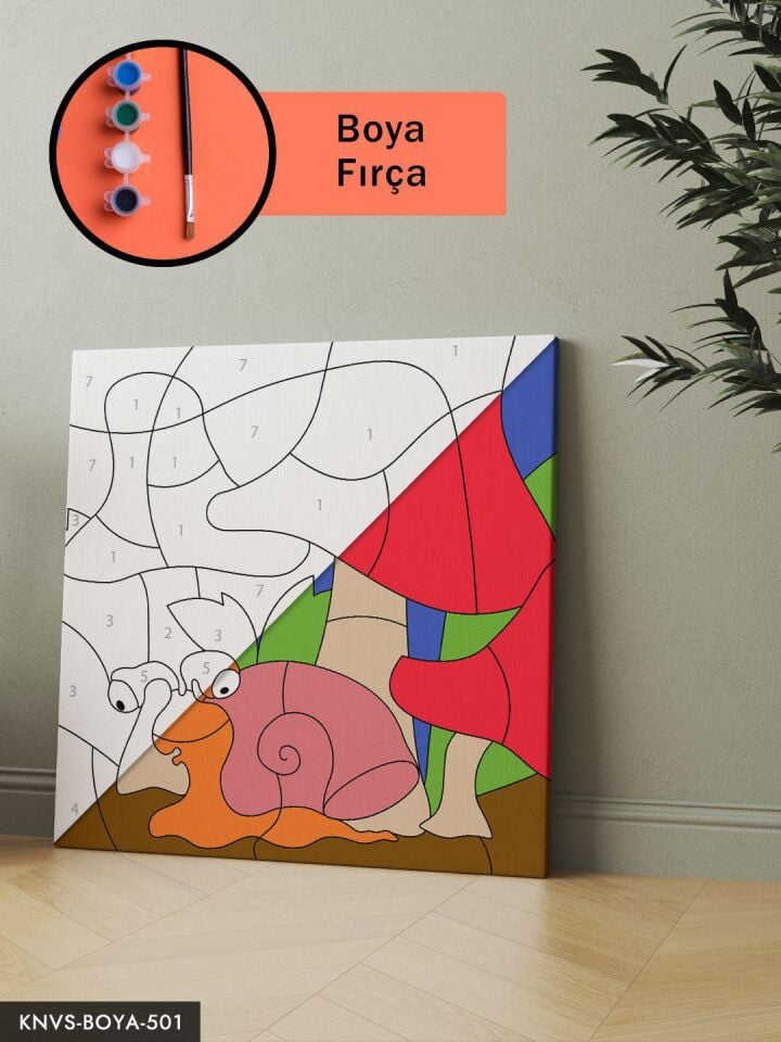 Sevimli Salyangoz 20x20 CM Çocuklara Özel Sayılarla Boyama Seti