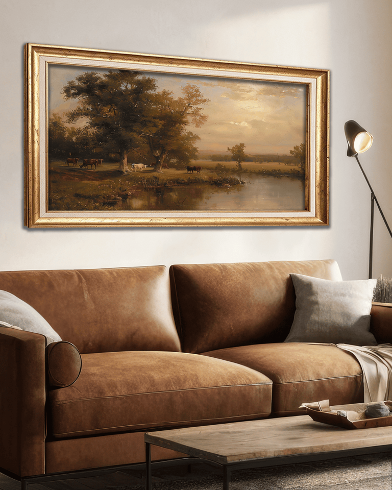 Köy Yerindeki Otlak Premium Çerçeveli Tek Parça Tablo 65X110 cm PRM