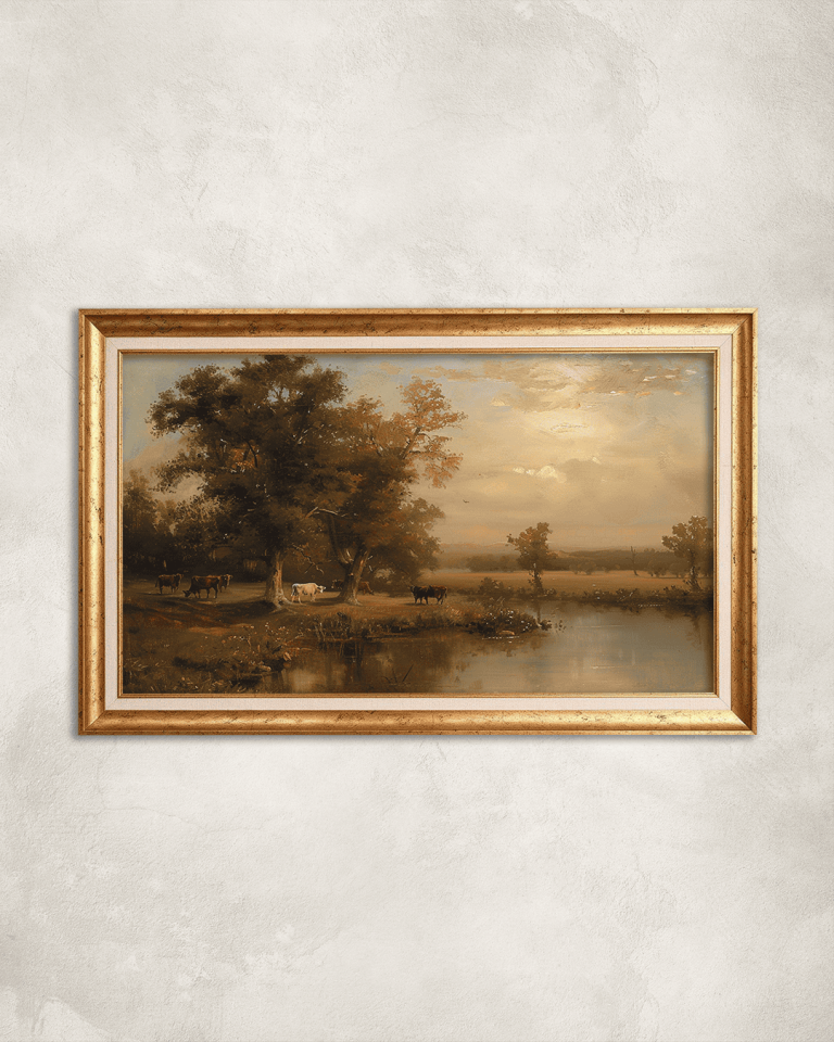 Köy Yerindeki Otlak Premium Çerçeveli Tek Parça Tablo 65X110 cm PRM