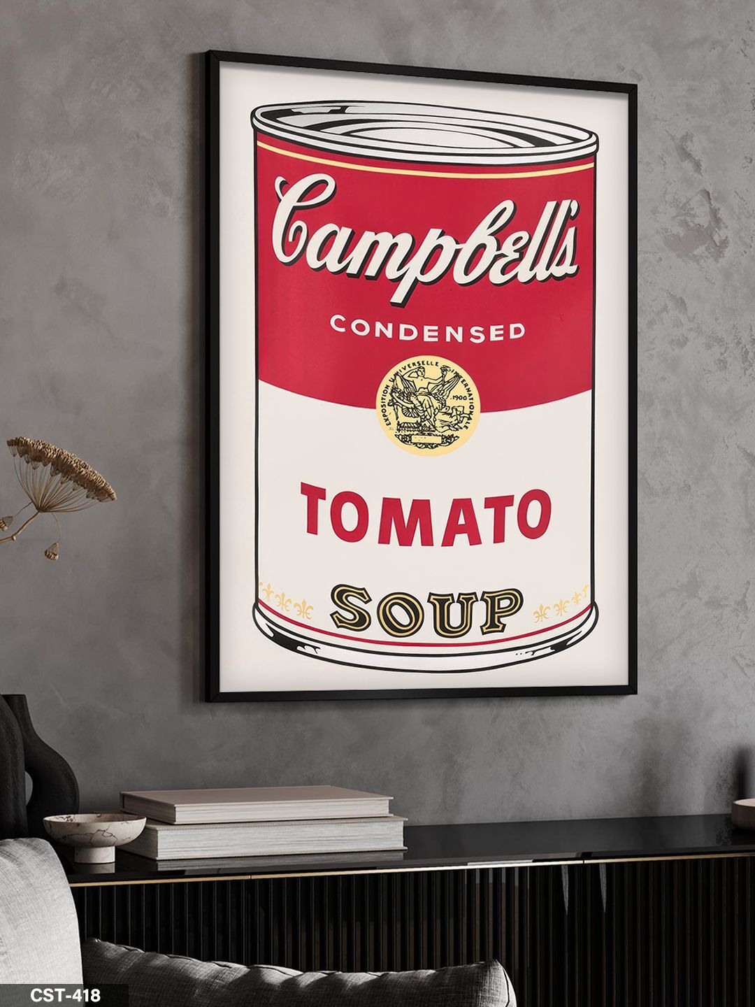 Tomato Soup Tek Parça Ahşap Çerçeveli Tablo Siyah - 50 x 70 CM