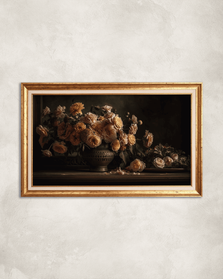 Vazoda Güller Premium Çerçeveli Tek Parça Tablo 65X110 cm PRM