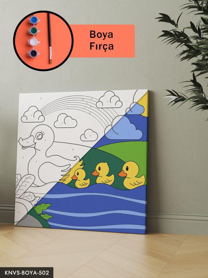 Ördek Ailesi 20x20 CM Çocuklara Özel Sayılarla Boyama Seti