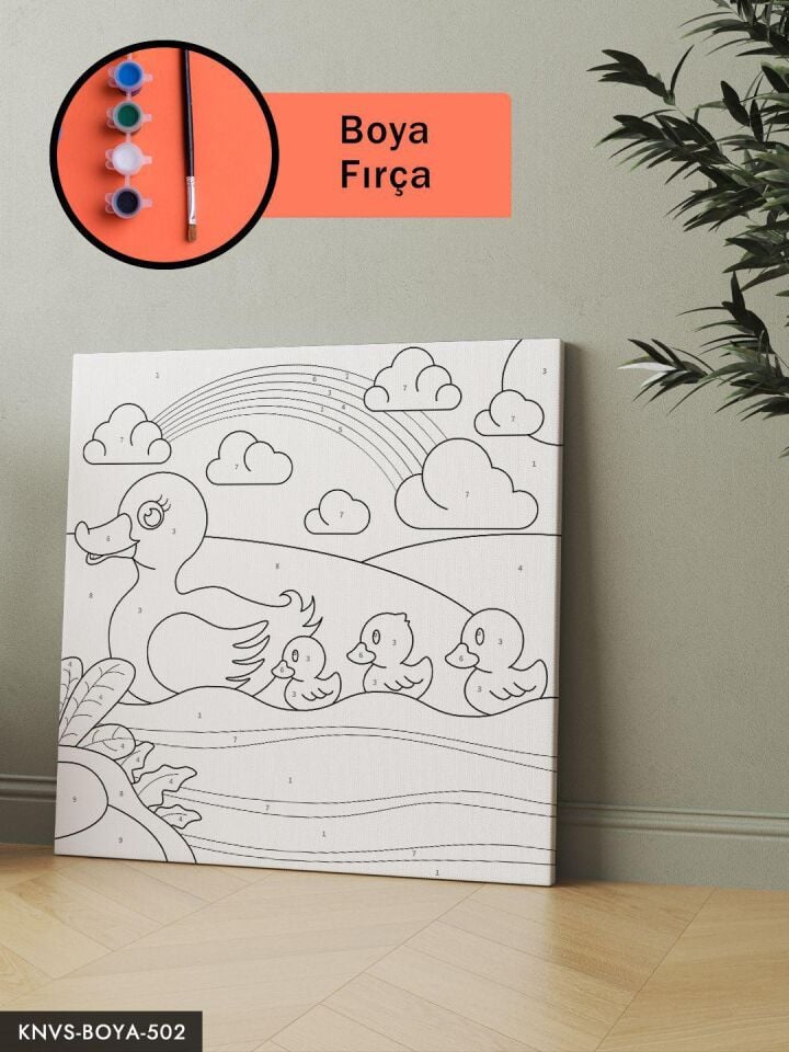 Ördek Ailesi 20x20 CM Çocuklara Özel Sayılarla Boyama Seti