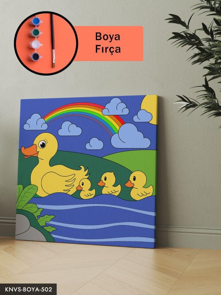 Ördek Ailesi 20x20 CM Çocuklara Özel Sayılarla Boyama Seti