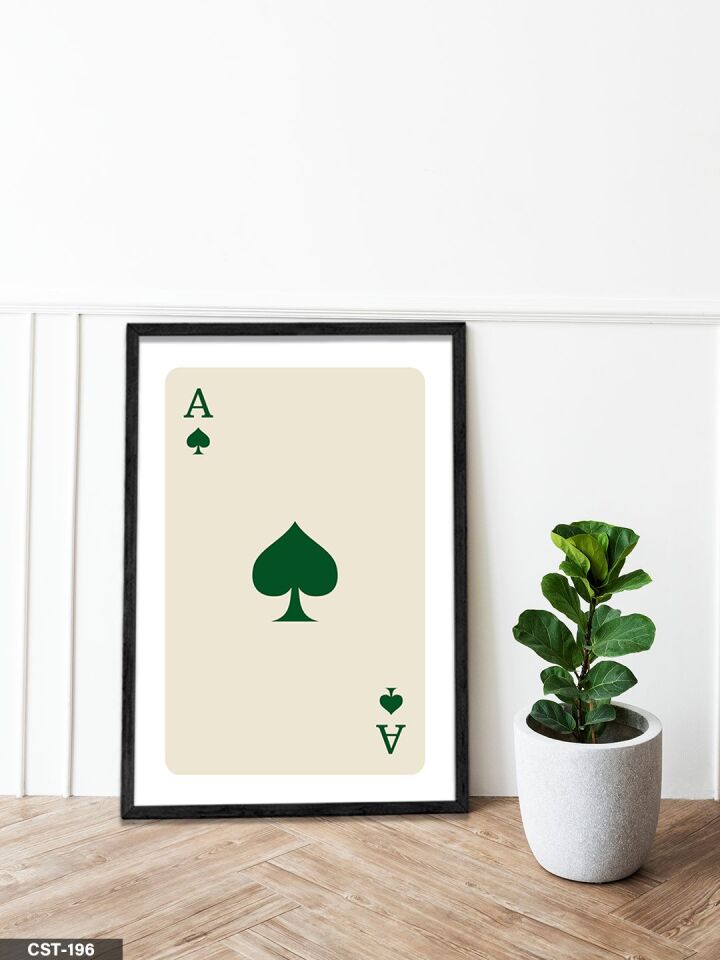 Krem rengi kupa ası Tek Parça Ahşap Çerçeveli Tablo Siyah - 20 x 30 CM