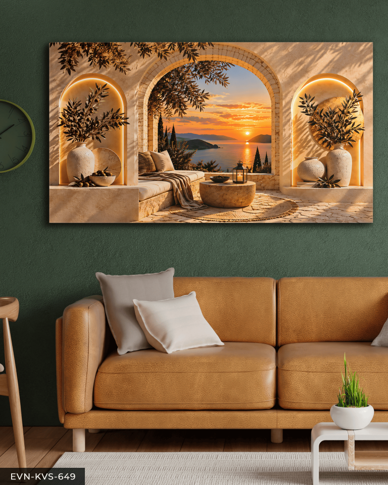 Deniz Manzarası ve Zeytin Tek Parça Kanvas - Canvas Tablo