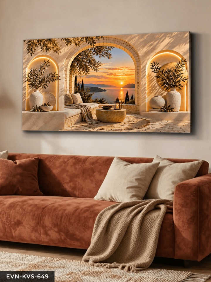 Deniz Manzarası ve Zeytin Tek Parça Kanvas - Canvas Tablo