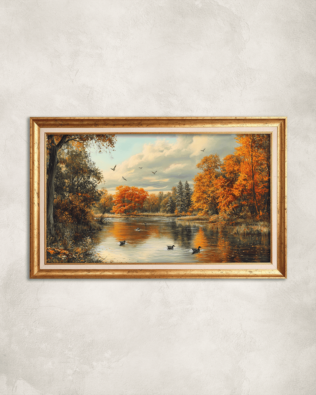 Göllü Orman Premium Çerçeveli Tek Parça Tablo 65X110 cm PRM