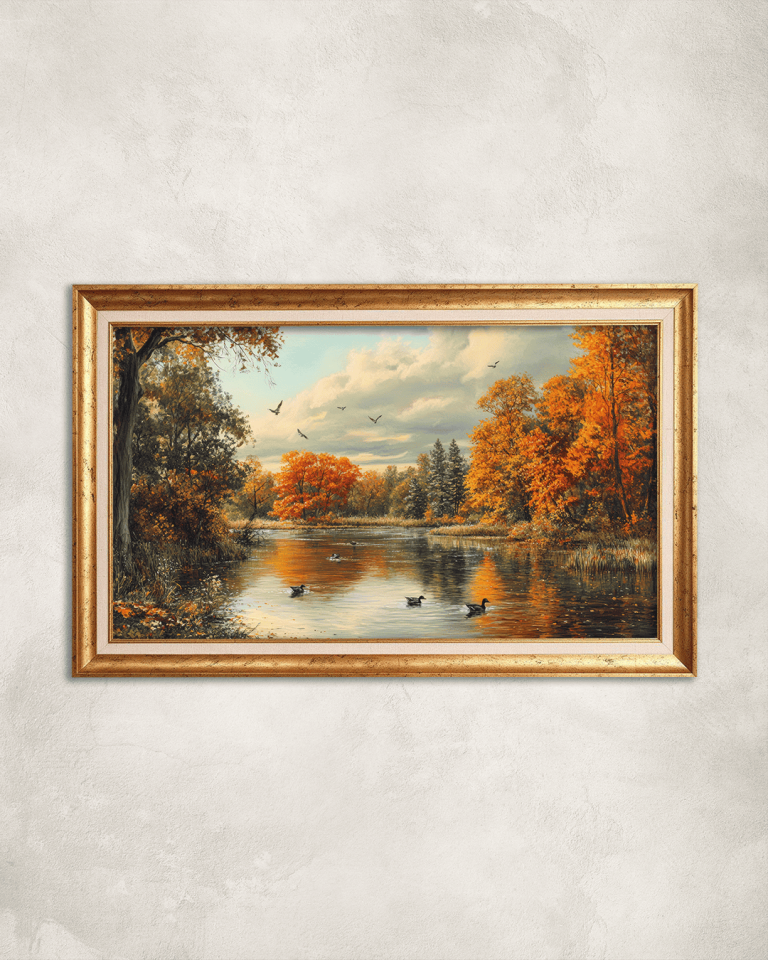 Göllü Orman Premium Çerçeveli Tek Parça Tablo 65X110 cm PRM
