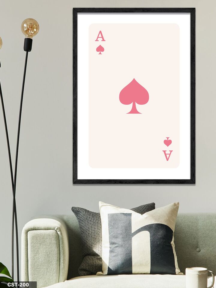 Kırmızı kupa ası Tek Parça Ahşap Çerçeveli Tablo Siyah - 20 x 30 CM